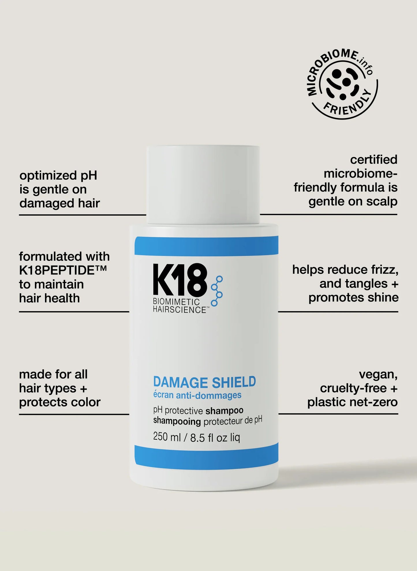 K18 DAMAGE SHIELD pH Protective Shampoo 250ml